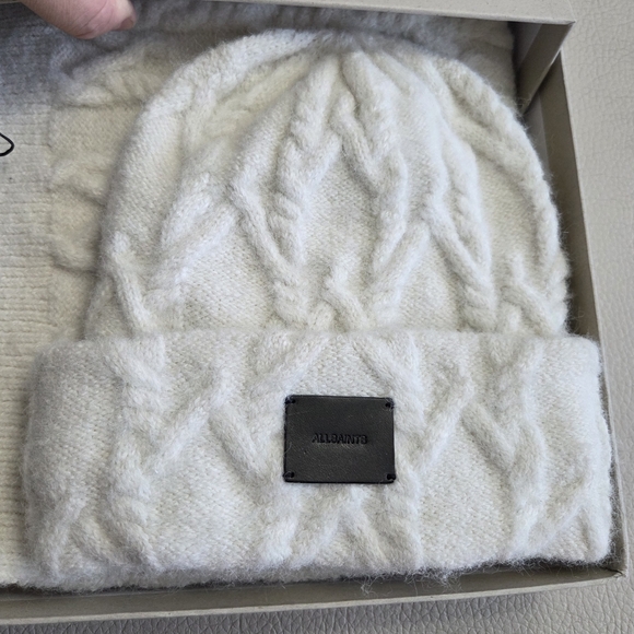 ALLSAINTS Wool Blended Cable Beanie & Scarf Gift Box - Picture 2 of 9